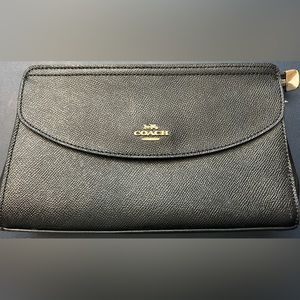 Coach Flap Clutch Black Leather